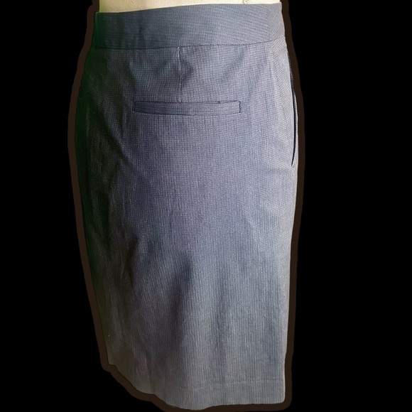 Theory Vintage ‘Lilous/Infinite’ Gray Micro Striped Pocketed Pencil Skirt Size 4 - Picture 6 of 14